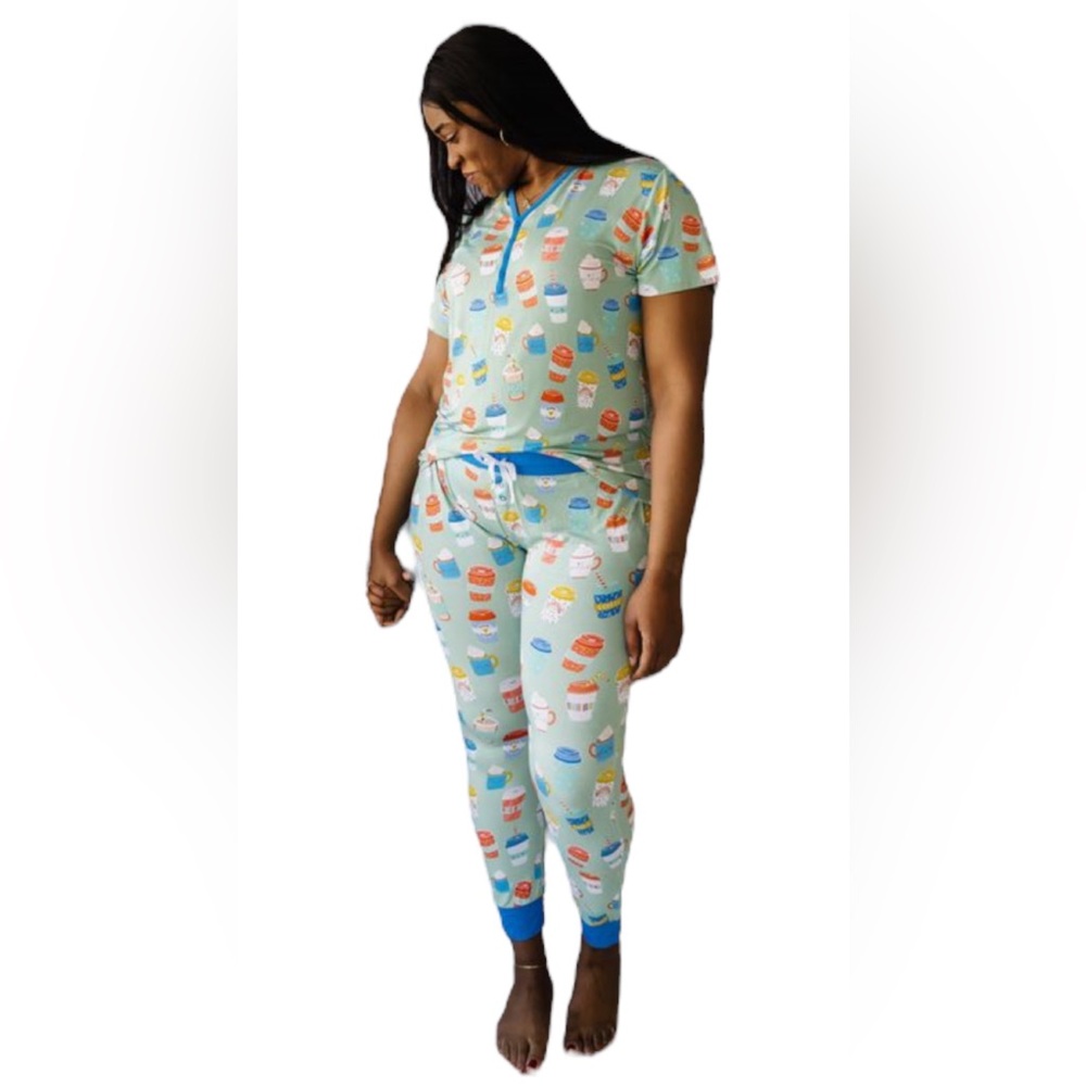 NWT Women’s Little Sleepies Love you a Latte Aqua- XXL- bamboo pajamas set